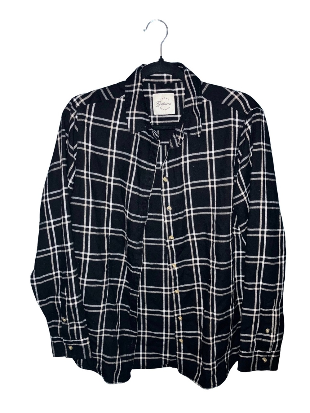 Black & White Plaid Button-Up Shirt